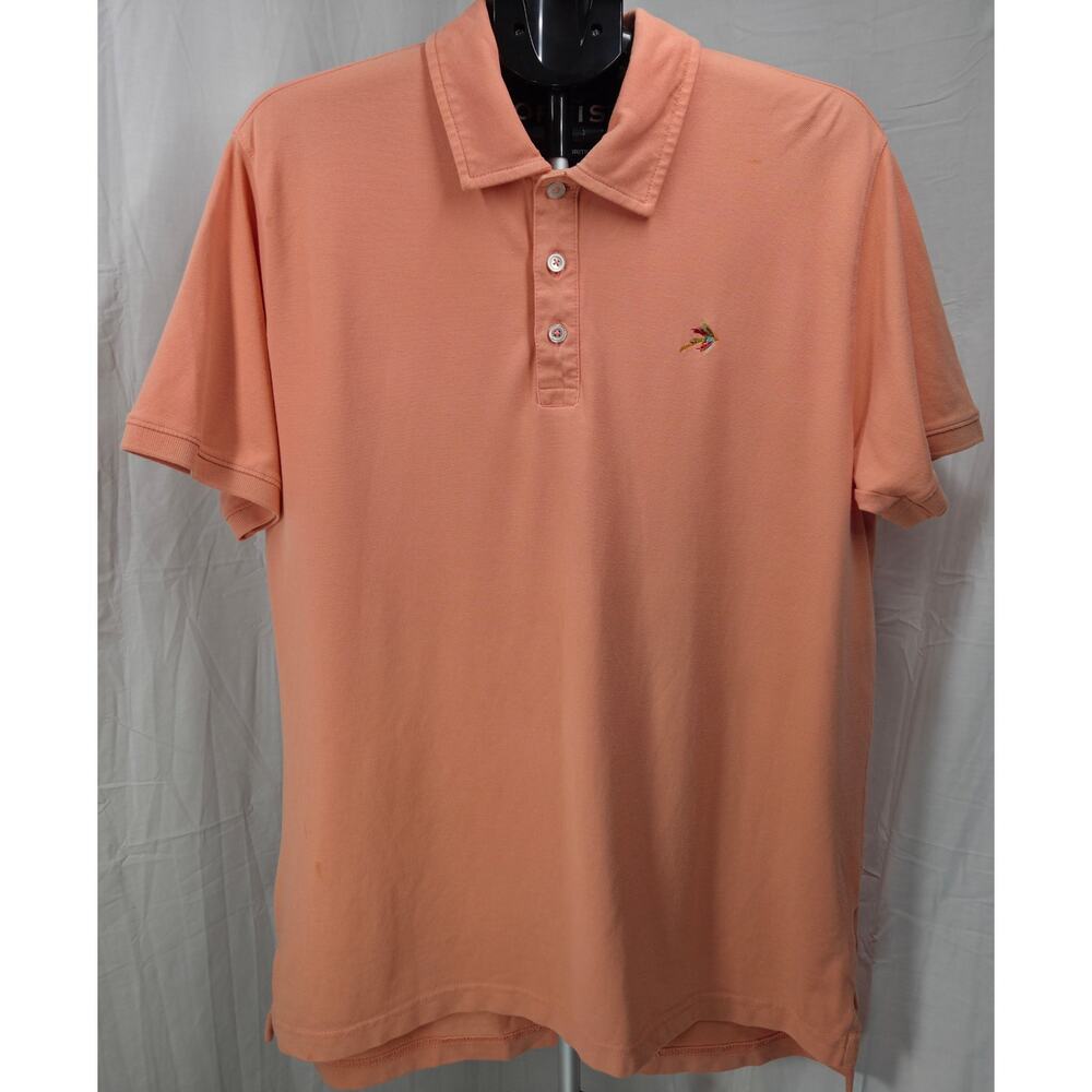 Orvis Polo Shirt Men Large Salmon Coral SS Embroidered Logo Cotton Casual